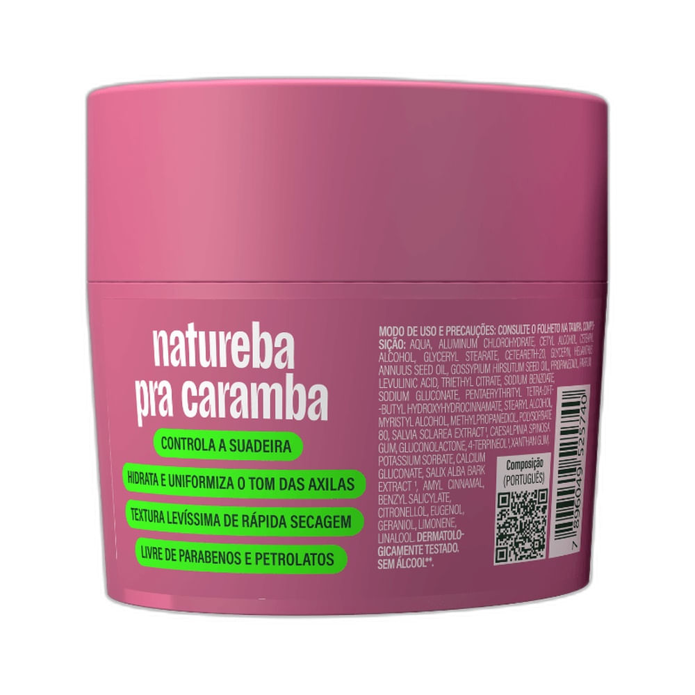 Imagem lateral do desodorante creme Herbíssimo Hibisco com informações técnicas